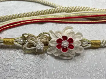 b-191 순수 실크 허리띠 후리소데 성인식 장식 매듭 츠마미세이카 꽃