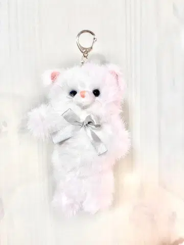 [새상품] 고양이 봉제 인형 키링 화이트