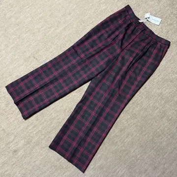 택 포함 새상품 Liliane Burty 체크 무늬 캐주얼 팬츠