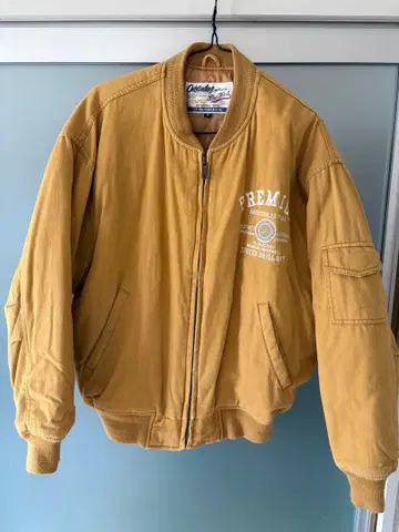 브라운 봄버 자켓 로고 자수