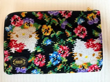 헬로키티 FEILER 꽃무늬 L자 파우치