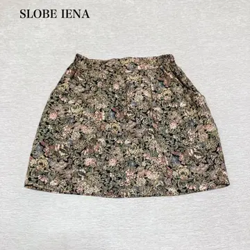 예나스로브 꽃무늬 미니 스커트 고블랑풍 일본제 허리밴딩 페미닌