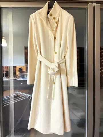 [ UNTITLED ] 아이보리 롱 코트 벨트 포함