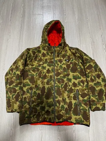 FTC 카모 패턴 다운 자켓 후드 부착 리버서블