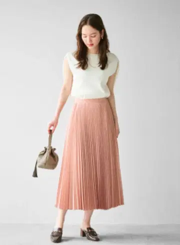 LOUNIE 핑크 플리츠 스커트