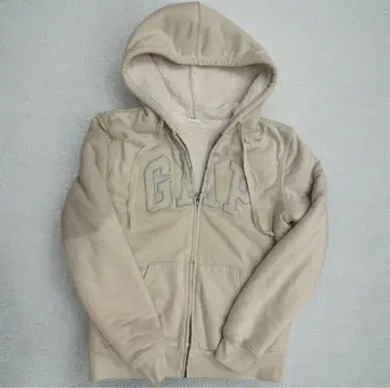 GAP 보아 안감 집업 후드티 XS 베이지 로고 후디