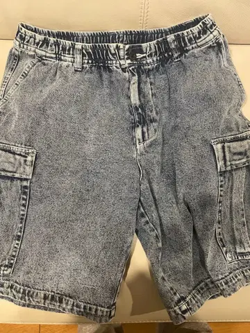 그레이 데님 카고 숏팬츠