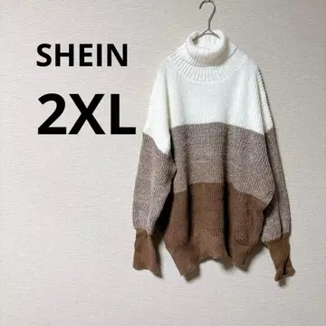 SHEIN CURVE [ 2XL ] 터틀넥 스웨터 니트 화이트 브라운