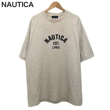 노티카 빅 로고 프린트 그레이 반팔 둥근넥 코튼 T셔츠 XL