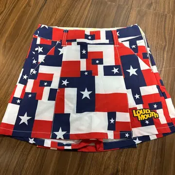 라우드마우스 여성용 골프 스커트풍 큐롯 빨강 파랑 화이트 별 패턴