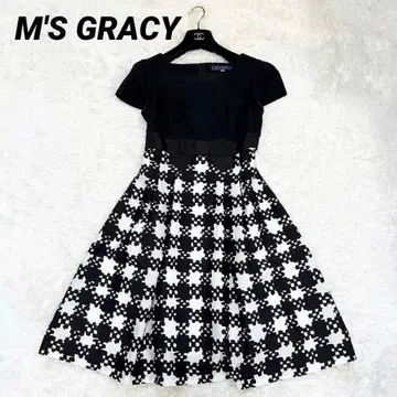 [새상품급] 엠즈 그레이시 원피스 허리 리본 하운드투스 36