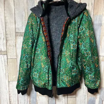 티티카카 리버서블 블루종 아우터 S 후드 탈부착 가능 그린