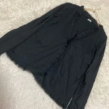 IENA 코튼 가디건 블랙 F 프릴 내추럴 겉옷