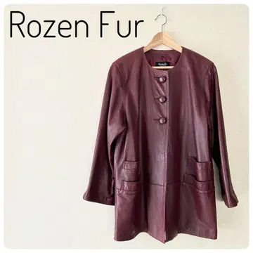 새상품급 Rozen Fur 버건디 가죽 코트 양가죽