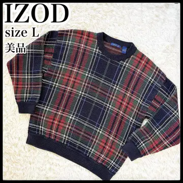 아이조트 체크 니트 스웨터 긴팔 L 남성용 새상품급 멀티 컬러