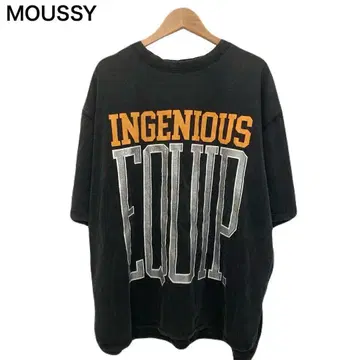 마우지 빅 로고 프린트 반팔 블랙 여성용 둥근넥 프리 T셔츠