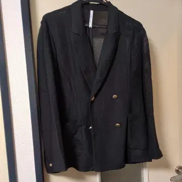 시스루 더블 브레스트 자켓 블랙