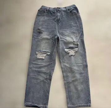 데미지 가공 블루 데님 팬츠