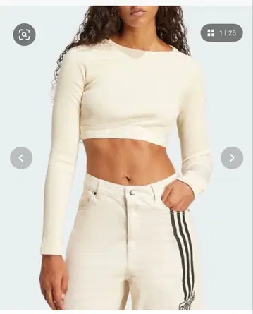 adidas 리브 긴팔 크롭탑