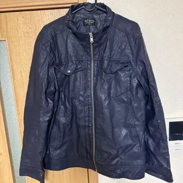 Well Spring 네이비 가죽풍 자켓