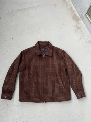 브라운 체크 무늬 자켓