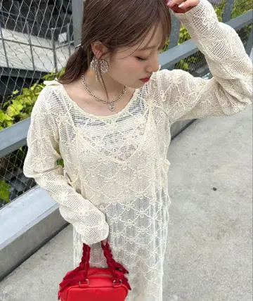 HELLO.SANFRANCISCO 플라워 자수 레이스 상의 포함 원피스