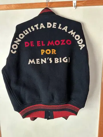 맨즈 빅이 바시티 자켓 사이즈 4 블랙 레드