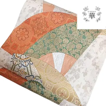 화려한 후쿠로 오비 베이지에 부채 문양 인기 있는 눈꽃 무늬에 용