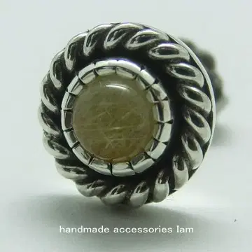 한쪽 귀용 강운 루틸 쿼츠 네이티브 스타일 스터드 귀걸이 실버 925