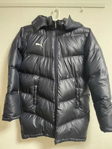 PUMA 네이비 후드 부착 다운 자켓