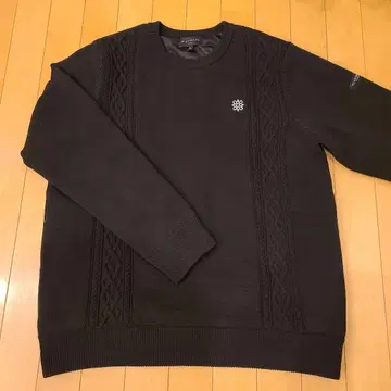 St.ANDREWS 안감 부착 케이블 니트 블랙 L