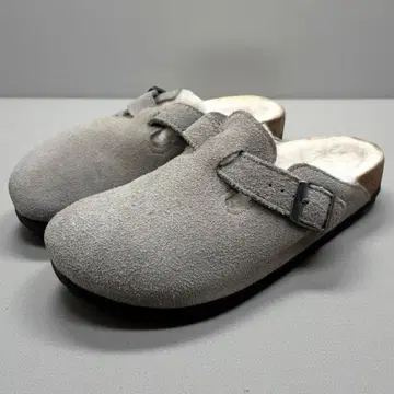 새상품급 버켄스탁 보스턴 시어링 24cm 퍼 그레이 사보