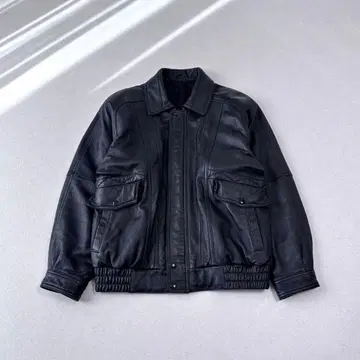빈티지 가죽 봄버 자켓 L 천연 가죽 블랙 90s A-2 타입
