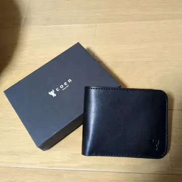 coen 블랙 가죽 접이식 지갑