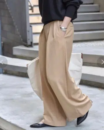 Spick & Span 더블 크로스 2턱 팬츠 베이지 36