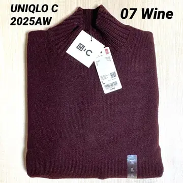 새상품 UNIQLO C 로우 게이지 하이넥 스웨터 L 와인
