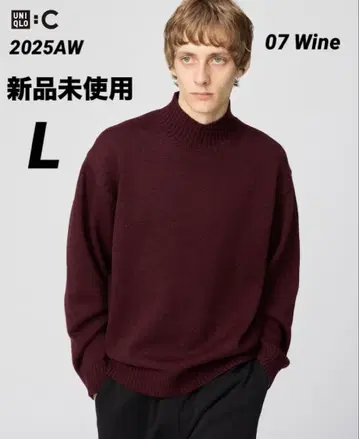 새상품 UNIQLO C 로우 게이지 하이넥 스웨터 L 와인