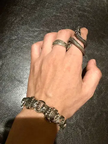 실버 925 드래곤 테마 반지 스네이크 반지