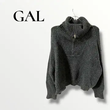 그레일 GAL 긴팔 니트 숏 기장 지퍼 다크 그레이