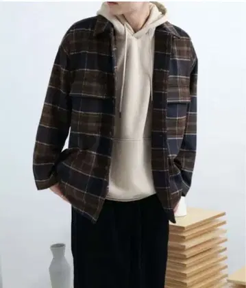 어반 리서치 뉴질랜드산 울 체크 코트