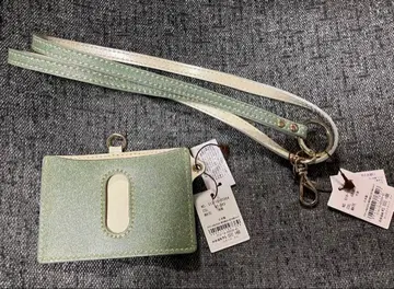 새상품 Biscotti 라메 민트 그린 패스 케이스 천연 가죽 탑카피