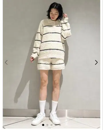 택 포함 gelato pique 아이보리 스트라이프 셋업