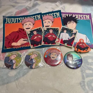 주술회전 세가 럭키 복권 씰 캔 배지 세트