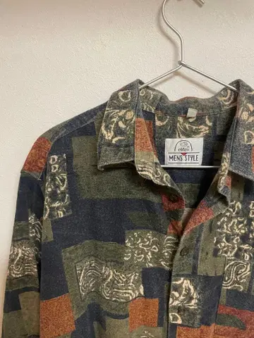 MEN'S STYLE 패치워크 긴팔 셔츠