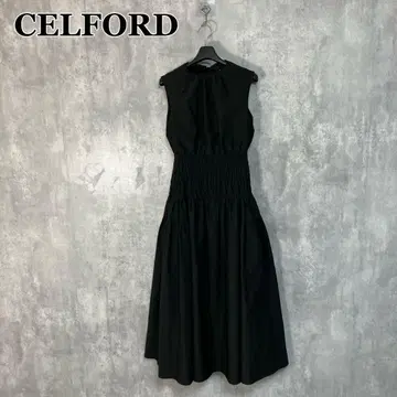 CELFORD 허리 개더 슬리브리스 원피스 36