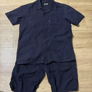 [ 배송비 포함 ] Schott 셋업 반팔 셔츠 하프 팬츠 시어서커