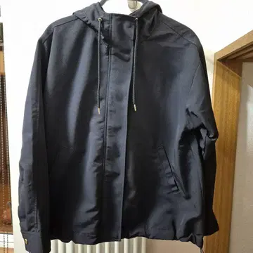 네이비 후드 부착 블루종 월드