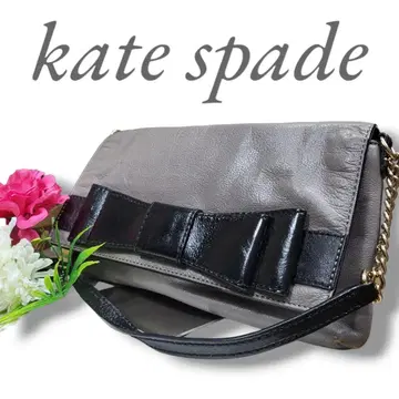 케이트 스페이드 핸드백 플랩 빅 리본 골드 체인 천연 가죽