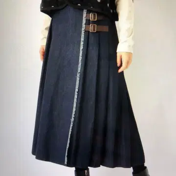 새상품 원스 테라스 데님 플리츠 스커트