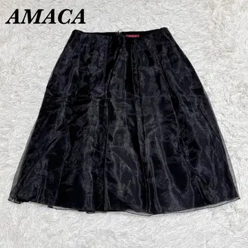 [ 새상품급 ] AMACA 튤 레이어드 미디 스커트 40 블랙
